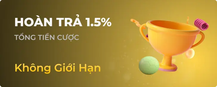 Chương trình hoàn trả 1.5% không giới hạn tại 7mcnlivescoresmacao